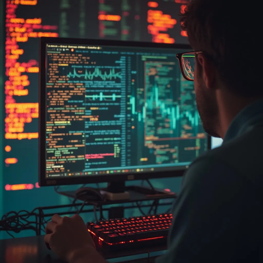Detalle de análisis de datos en pantalla de computadora